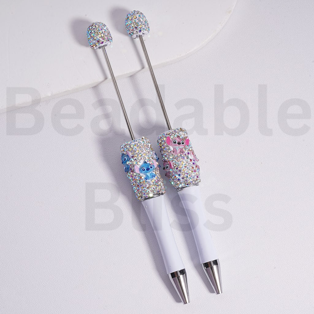 Beadable Pen with AB Rhinestones Cute Stitc Ange Charm