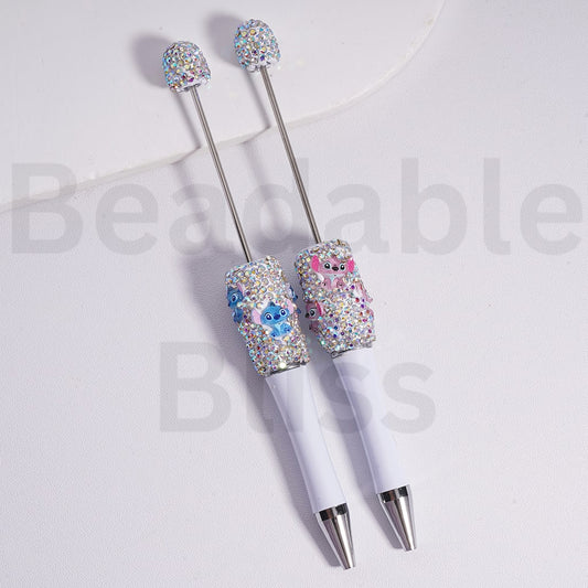 Beadable Pen with AB Rhinestones Cute Stitc Ange Charm