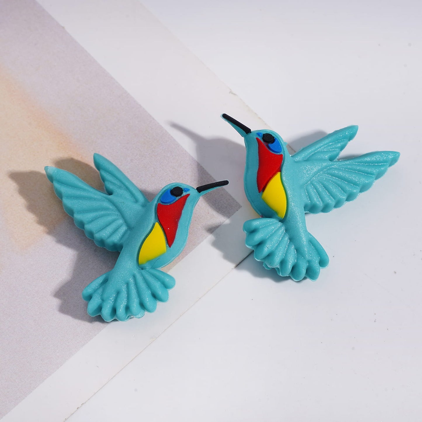 Silicone Focal Beads 3D Hummingbird Opening Wings, Multi-Color