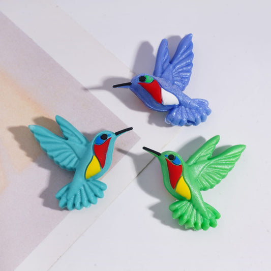 Silicone Focal Beads 3D Hummingbird Opening Wings, Multi-Color