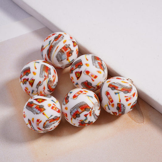 Firefighter Series Printed Silicone Beads 15MM