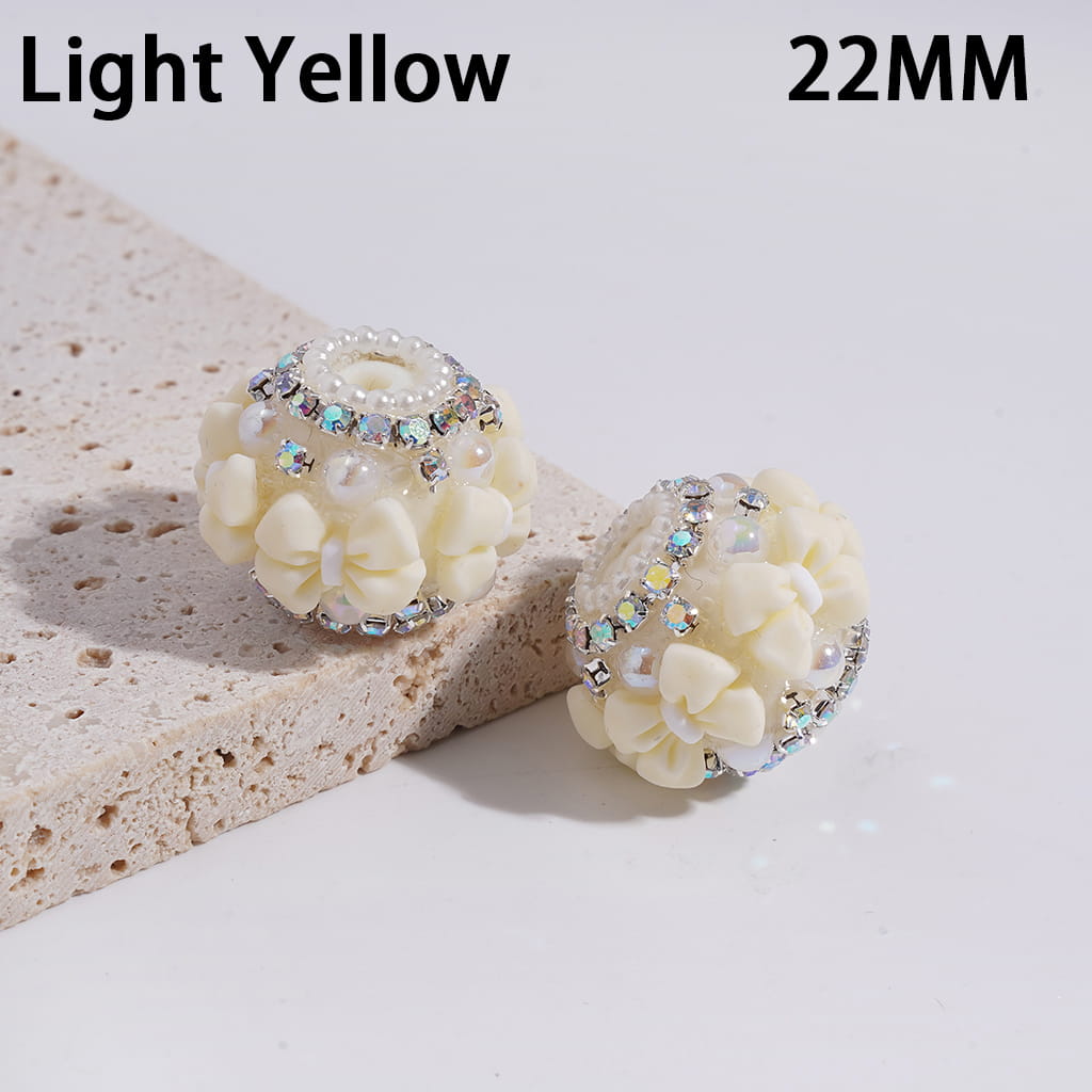 Acrylic Beads with Bowtie, AB Rhinestone and White Pearl Chains, 22MM, Multi-Color