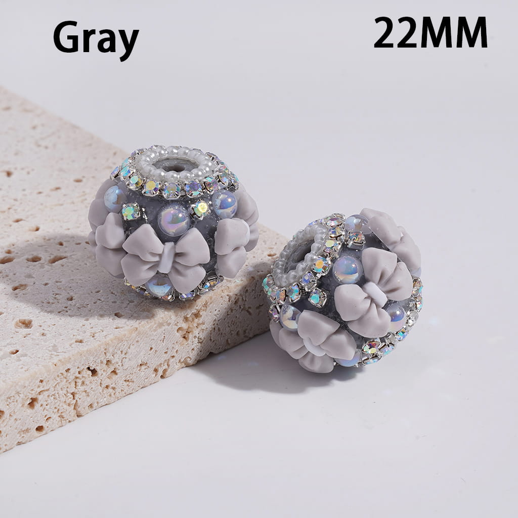Acrylic Beads with Bowtie, AB Rhinestone and White Pearl Chains, 22MM, Multi-Color
