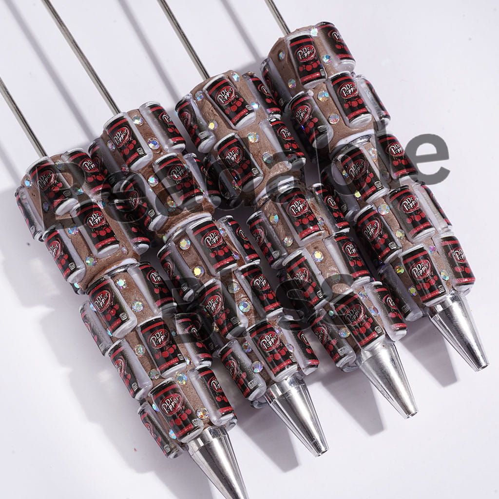 Beadable Clay Pens with Soda Drinking Can and AB Rhinestones