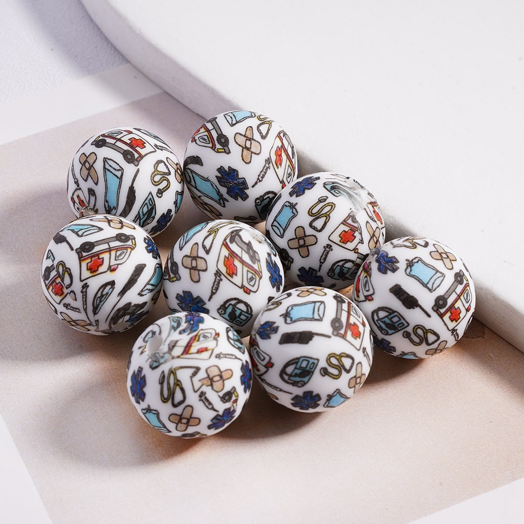 Medical Hospital Series Printed Silicone Beads 15MM