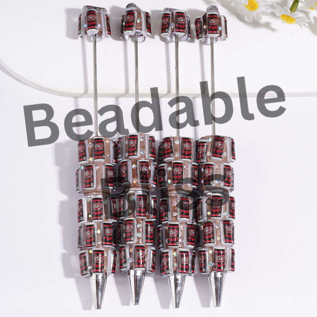 Beadable Clay Pens with Soda Drinking Can and AB Rhinestones