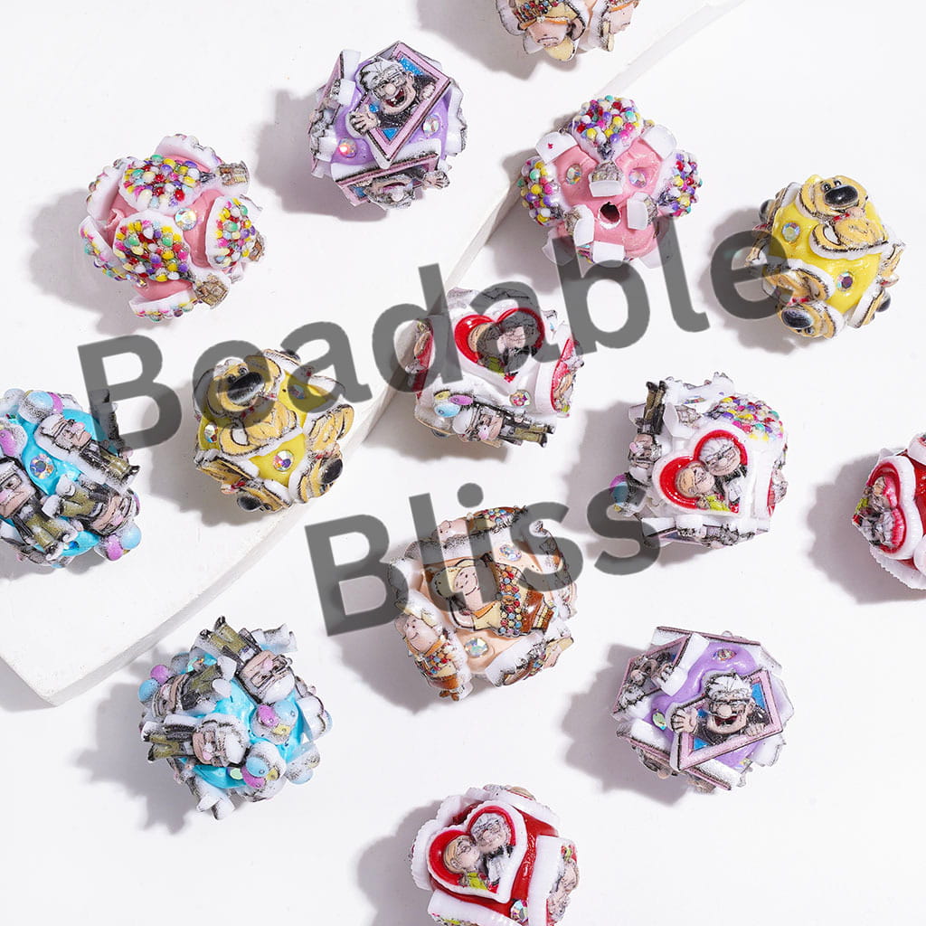 Clay Beads with Flying House Tour Theme and AB Rhinestone, Random Mix