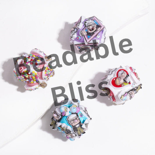 Clay Beads with Flying House Tour Theme and AB Rhinestone, Random Mix