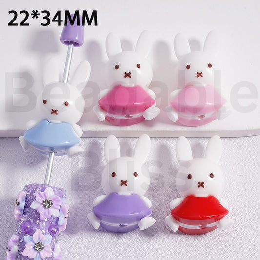 Soft PVC Beads Cute Miff Bunny Rabbit 22*34MM, Random Mix