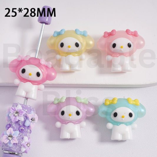 Soft PVC Beads Cute My Melod Sanri Multi-Color 25*28MM, Random Mix