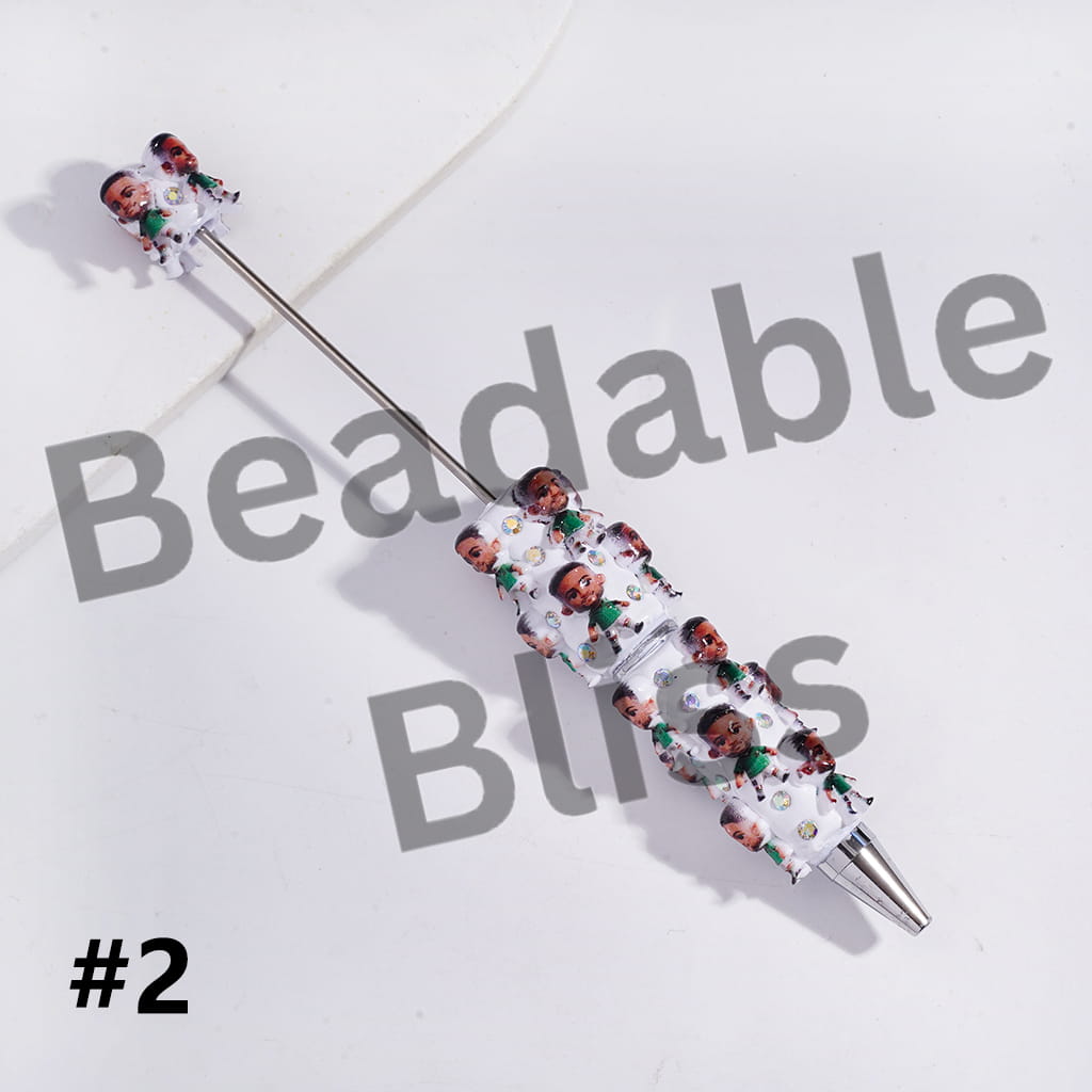 Beadable Clay Pens with Football Soccer Player Series and AB Rhinestones