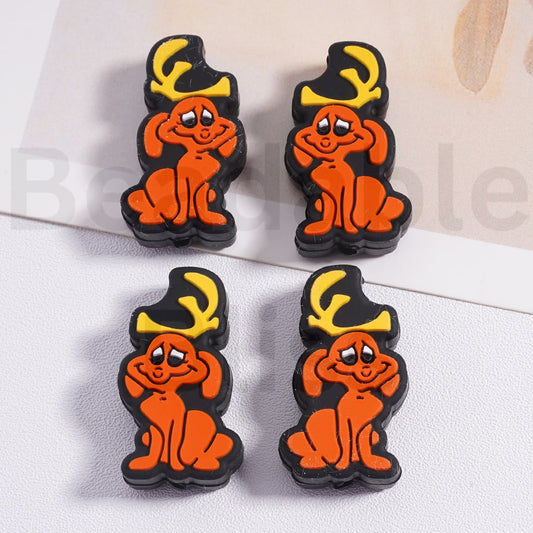 Silicone Focal Beads Cute Dog Ma Grinc Christmas
