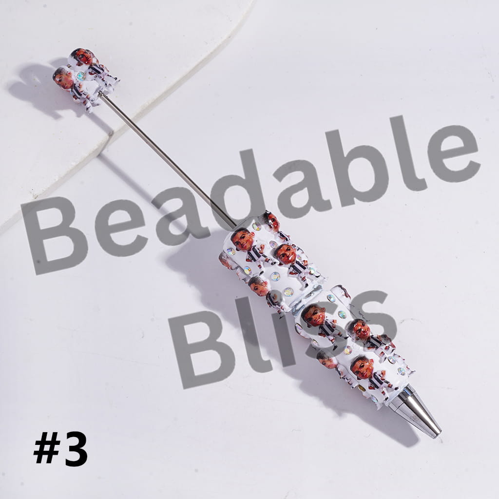 Beadable Clay Pens with Football Soccer Player Series and AB Rhinestones