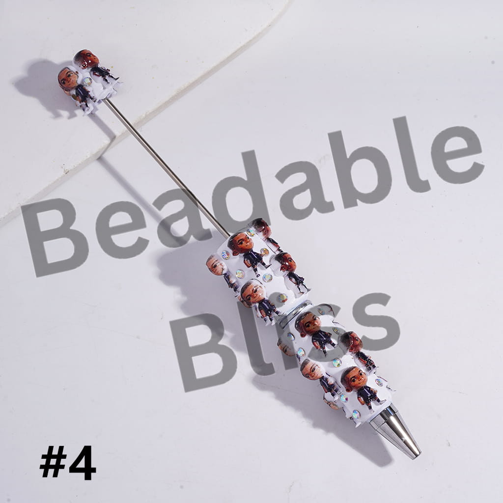 Beadable Clay Pens with Football Soccer Player Series and AB Rhinestones