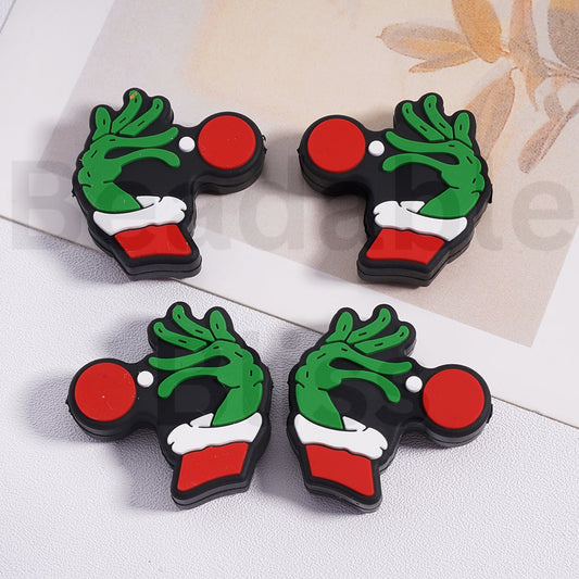 Silicone Focal Beads Green Monster Grinc's Hand Christmas