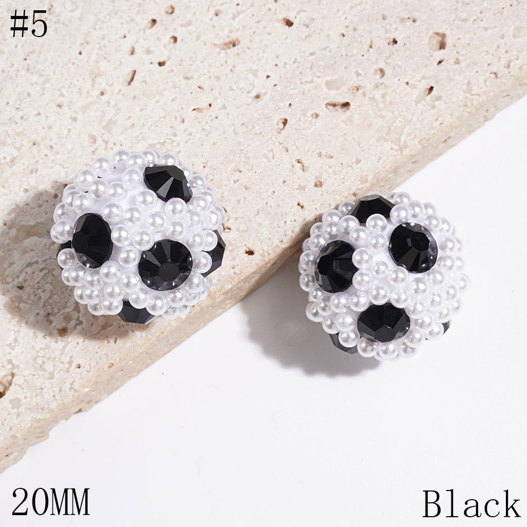 Handmade Acrylic Beads with Cone Shaped Rhinestone and White Pearl Chains, 20MM Multi-Color