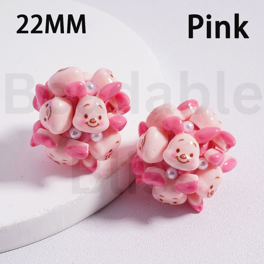 Clay Beads Cute Cartoon Winni the Poo Pigle Eeyor Mari Cat Tigge with White Pearls