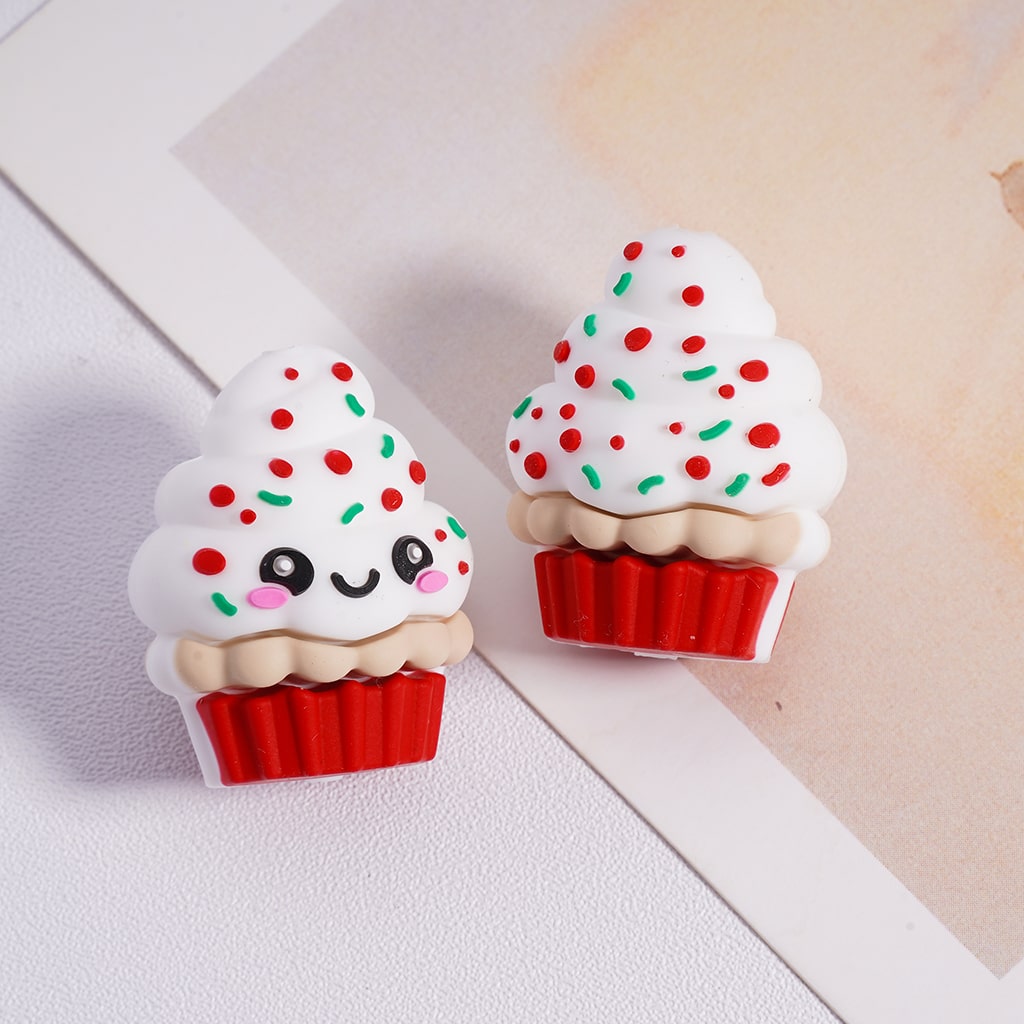 Silicone Focal Beads 3D Cute Ice Cream Cake Cup