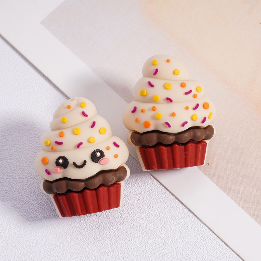 Silicone Focal Beads 3D Cute Ice Cream Cake Cup