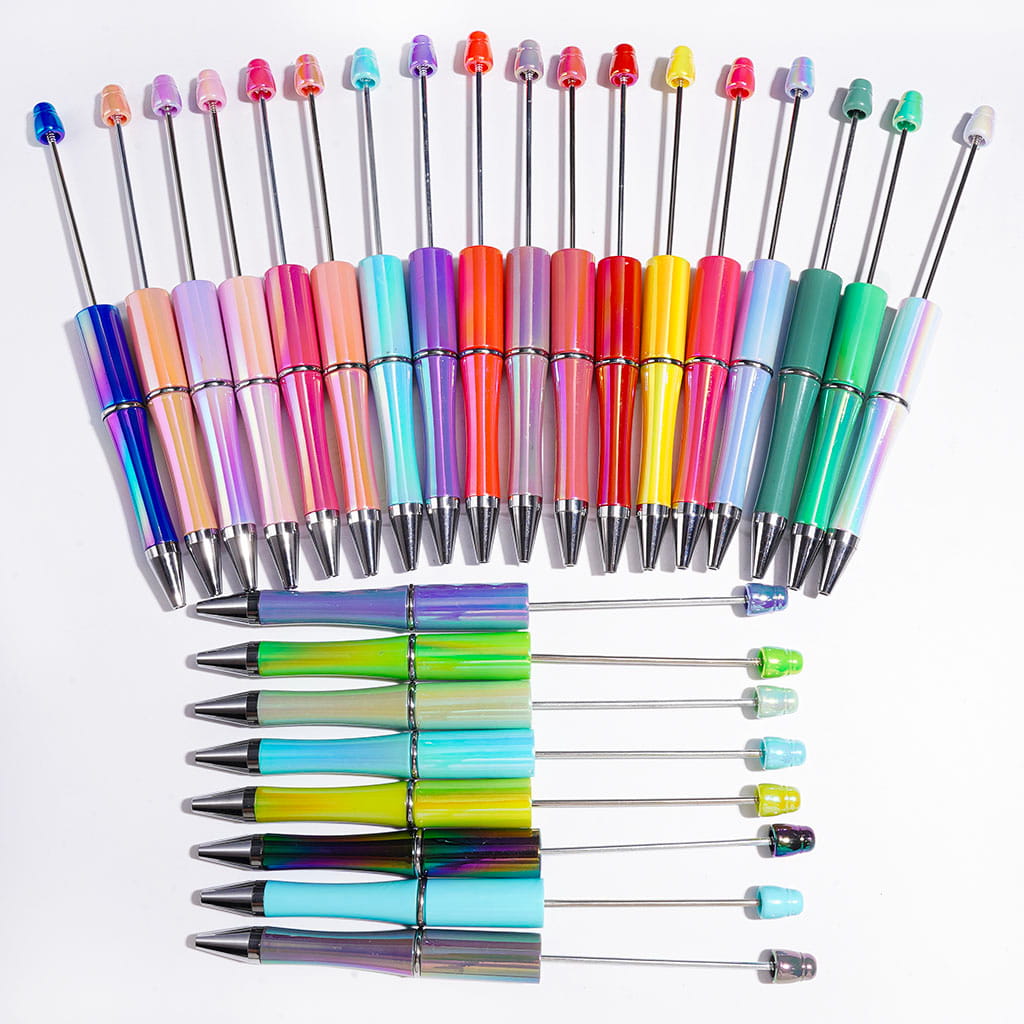 Solid Colors UV Finish Beadable Pens Series, Various Colors, Random Mix
