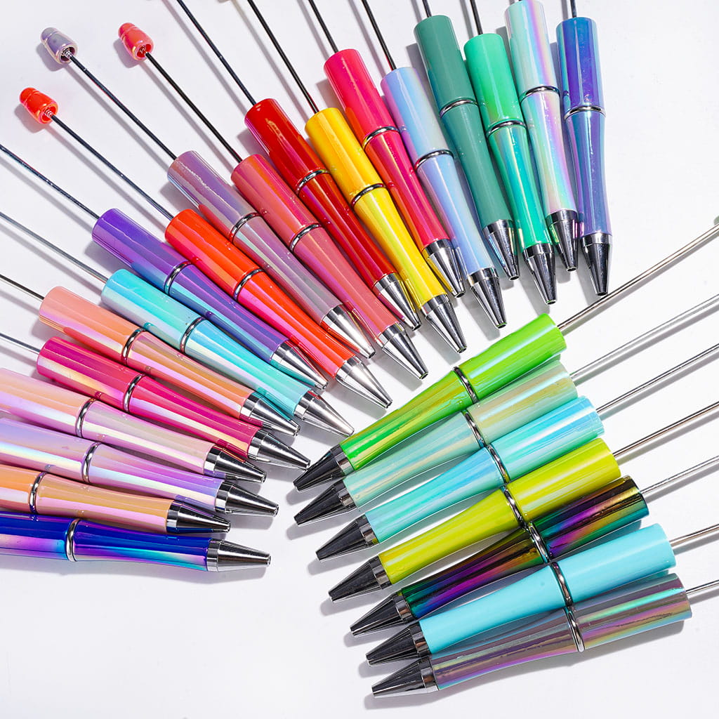 Solid Colors UV Finish Beadable Pens Series, Various Colors, Random Mix