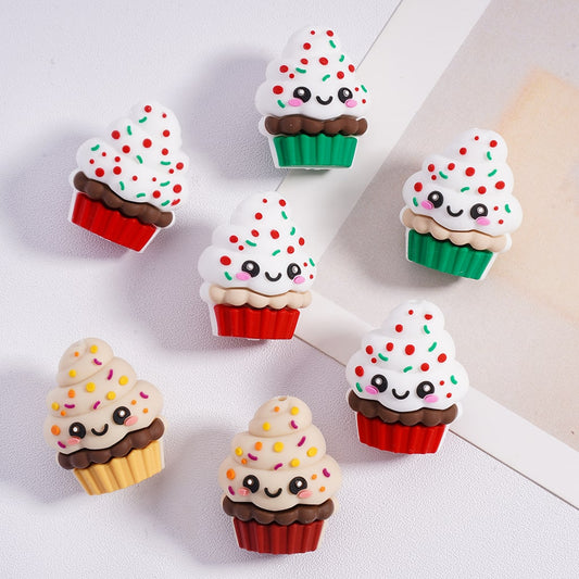 Silicone Focal Beads 3D Cute Ice Cream Cake Cup