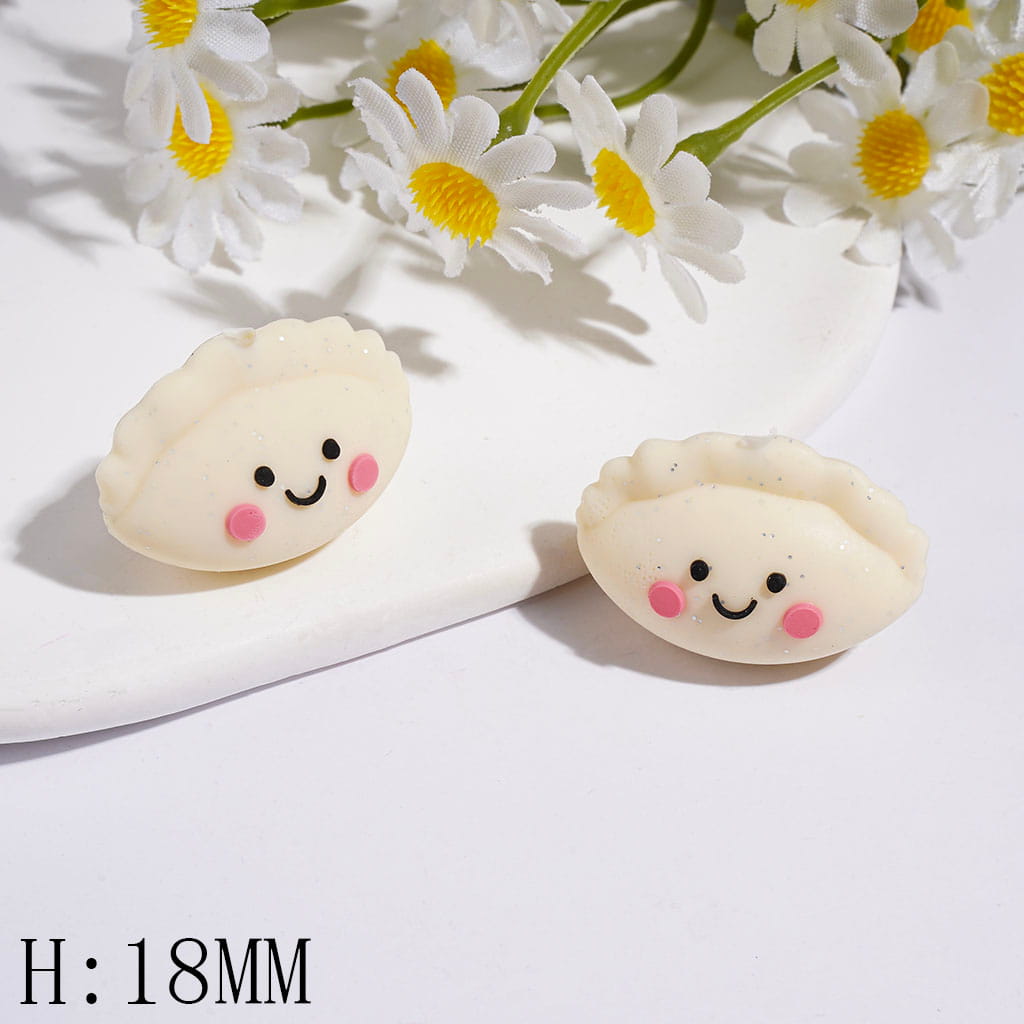 3D Dumpling with Silver Glitter Silicone Focal Beads, Height 18MM  Multi-Color