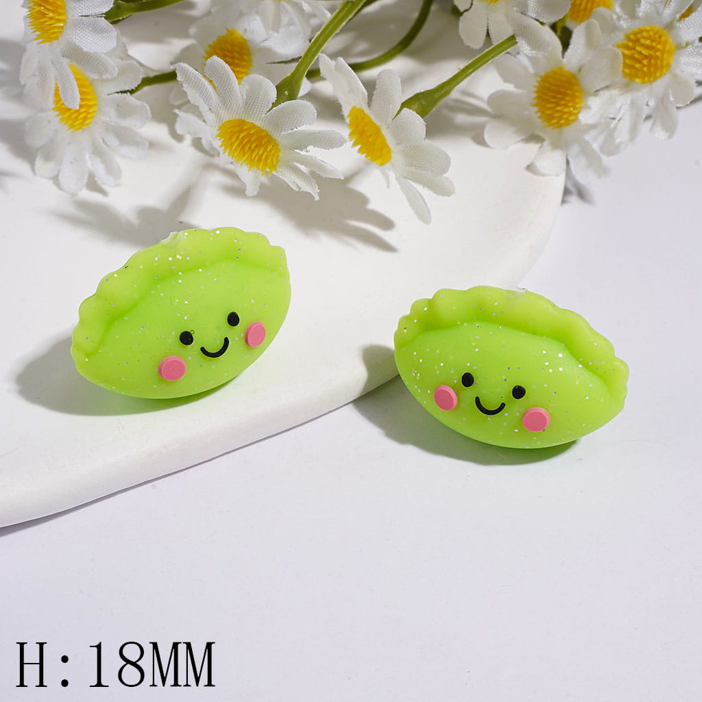3D Dumpling with Silver Glitter Silicone Focal Beads, Height 18MM  Multi-Color