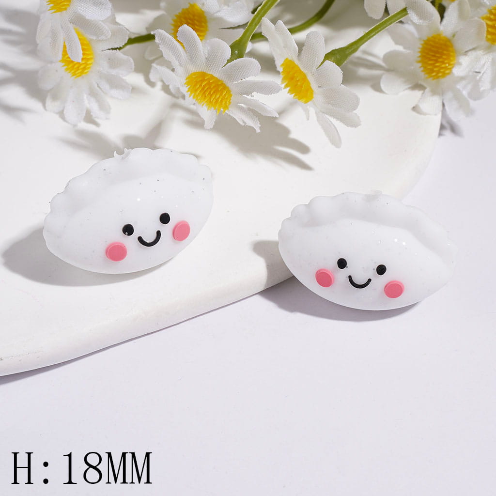 3D Dumpling with Silver Glitter Silicone Focal Beads, Height 18MM  Multi-Color