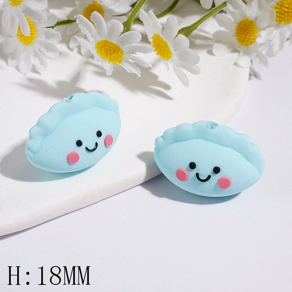 3D Dumpling with Silver Glitter Silicone Focal Beads, Height 18MM  Multi-Color
