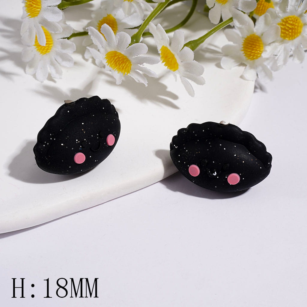 3D Dumpling with Silver Glitter Silicone Focal Beads, Height 18MM  Multi-Color