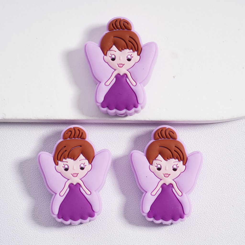Silicone Focal Beads Little Cute Fairy Purple Teal