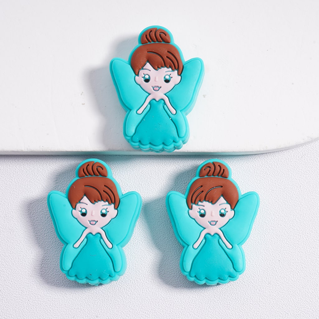 Silicone Focal Beads Little Cute Fairy Purple Teal