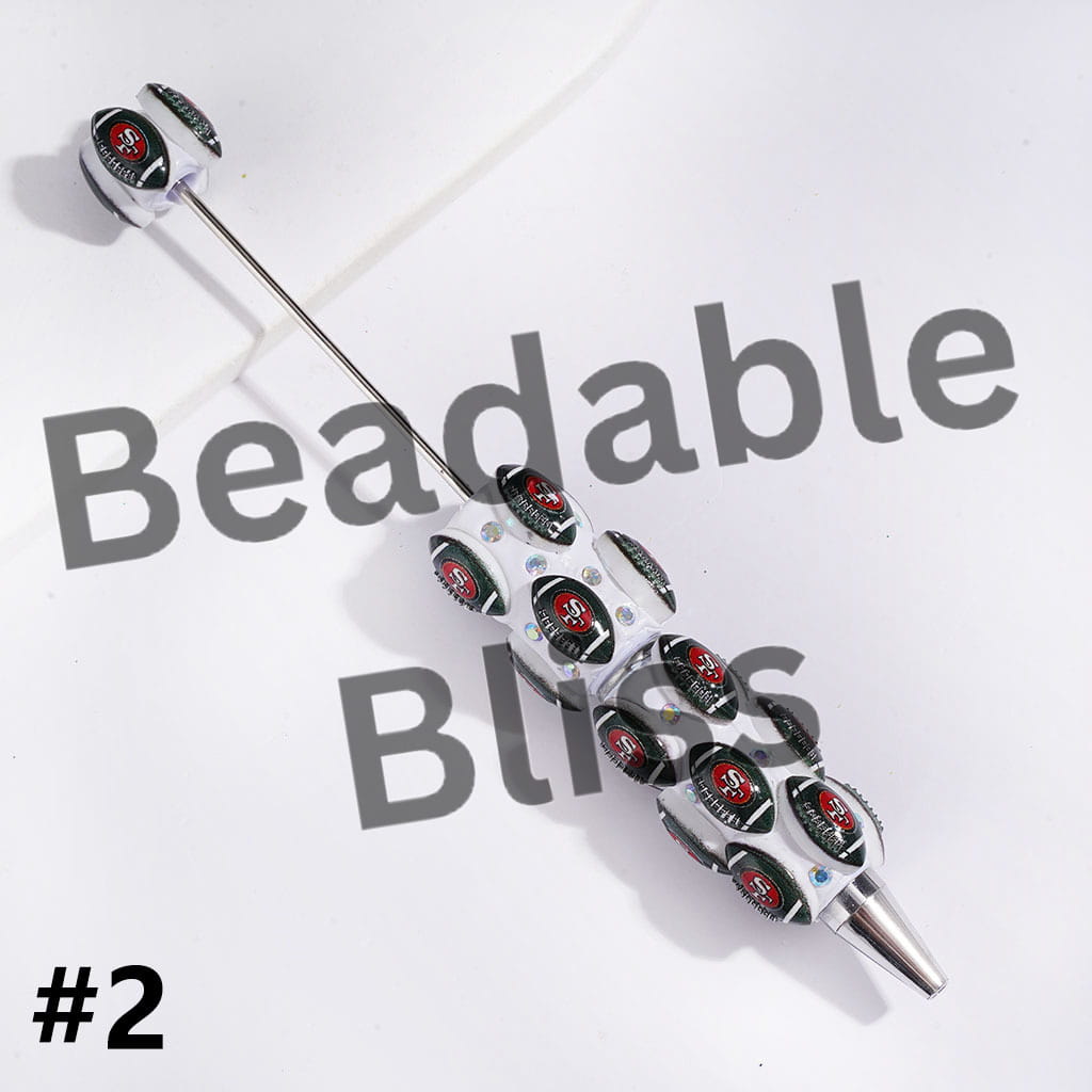 Beadable Clay Pens with American Football Theme and AB Rhinestones