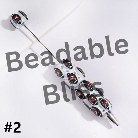 Beadable Clay Pens with American Football Theme and AB Rhinestones