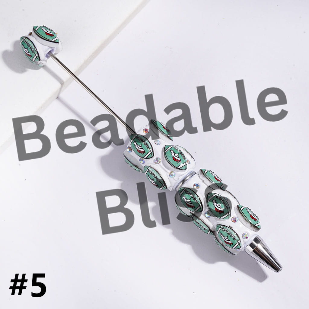Beadable Clay Pens with American Football Theme and AB Rhinestones