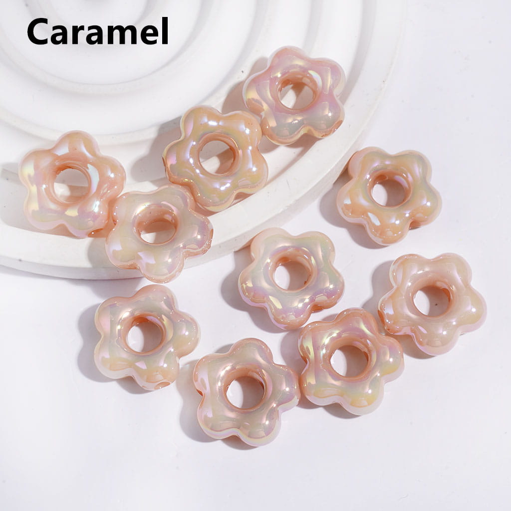 Acrylic Beads UV Coating Cute Plum Blossom Flower with Large Hole Multi-Color 18*18MM (Single Color is available for 200pcs(Whole Bag) Only)
