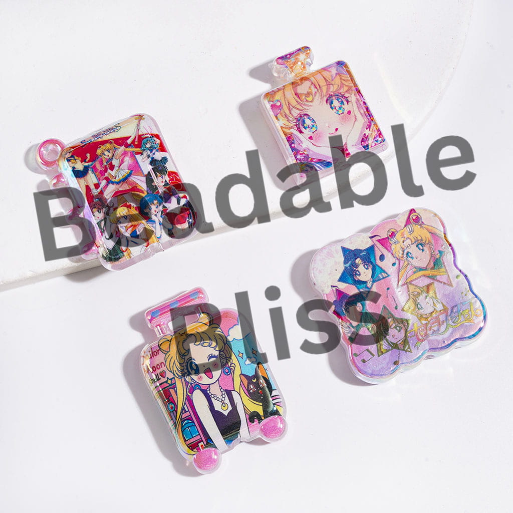 UV-Coated Acrylic Beads and Pendants Magical Girl Guardian Character, Semi-Clear, Random Mix