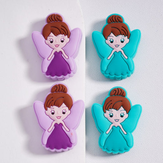Silicone Focal Beads Little Cute Fairy Purple Teal