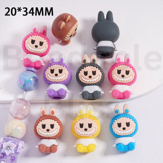 Pen Topper Soft PVC Cute Labub in Solid Color 20*34MM, Random Mix