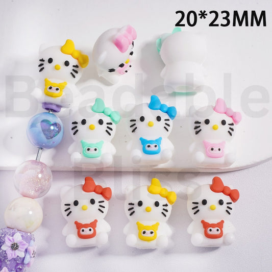 Pen Topper Soft PVC Cute Hello Kitt in Solid Color 20*23MM, Random  Mix