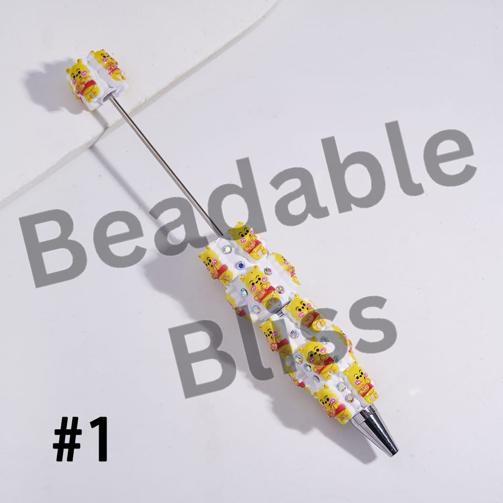Beadable Clay Pens with Classic Animation Animal Character and AB Rhinestones
