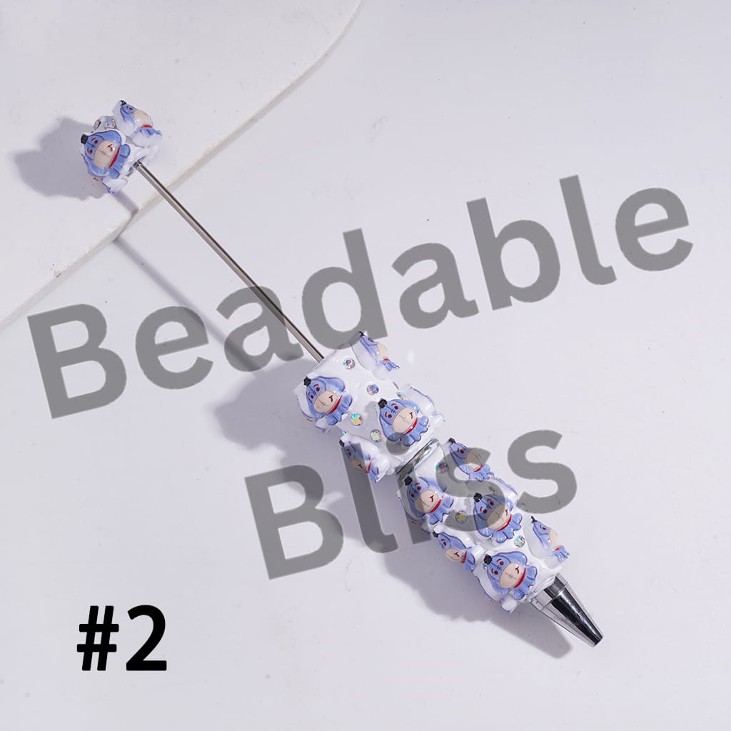 Beadable Clay Pens with Classic Animation Animal Character and AB Rhinestones