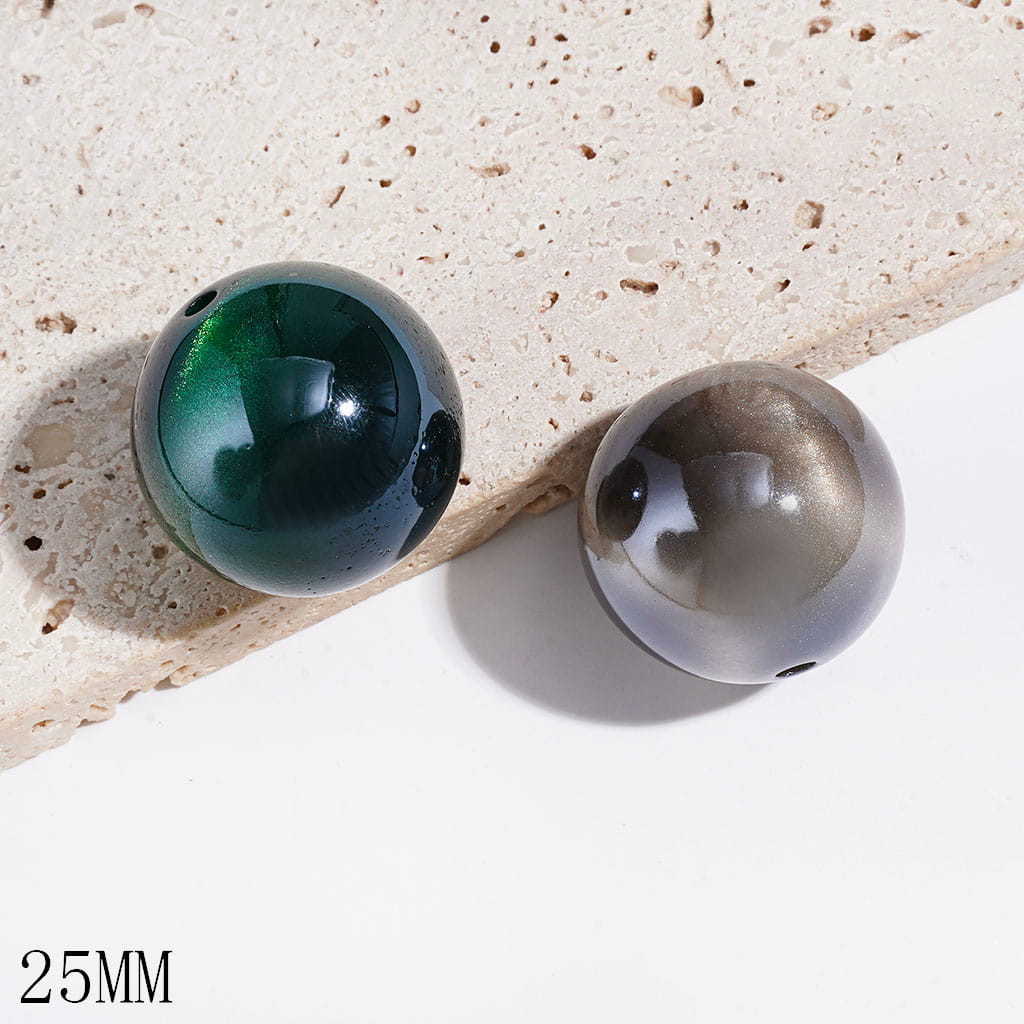 Acrylic Beads for Bracelets Cat Eye Style with Glitter, 25MM Multi-Color Random Mix