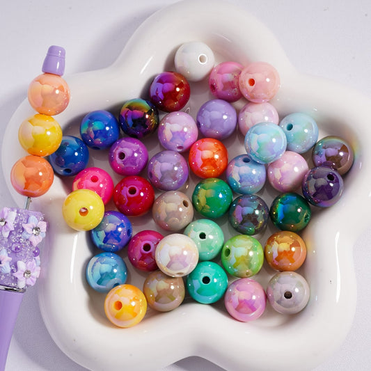 Round Acrylic Beads UV Coating Shiny in Solid Color, 16MM