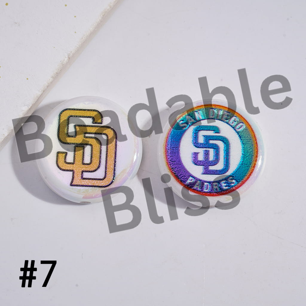 Two buttons with San Diego Padres logo on a white background

