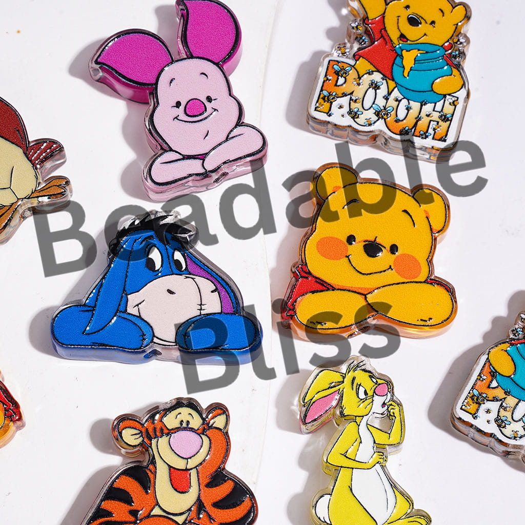 Honey Bear Pink Pig Donkey Tiger Eagle Bunny Kangaroo, Acrylic Beads Classic Animation Character,  Random Mix