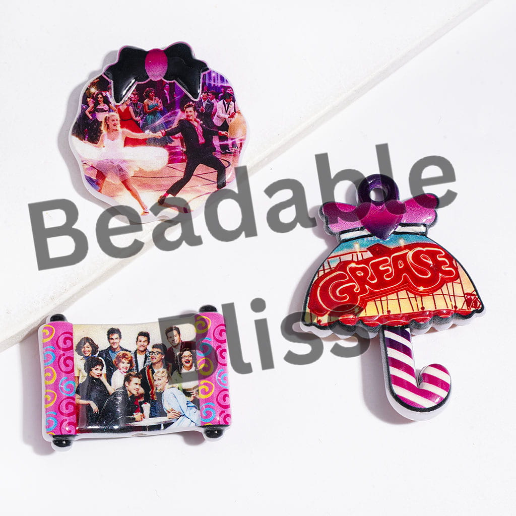 Retro 1970s American Musicals Characters Acrylic Beads and Pendants, Random Mix