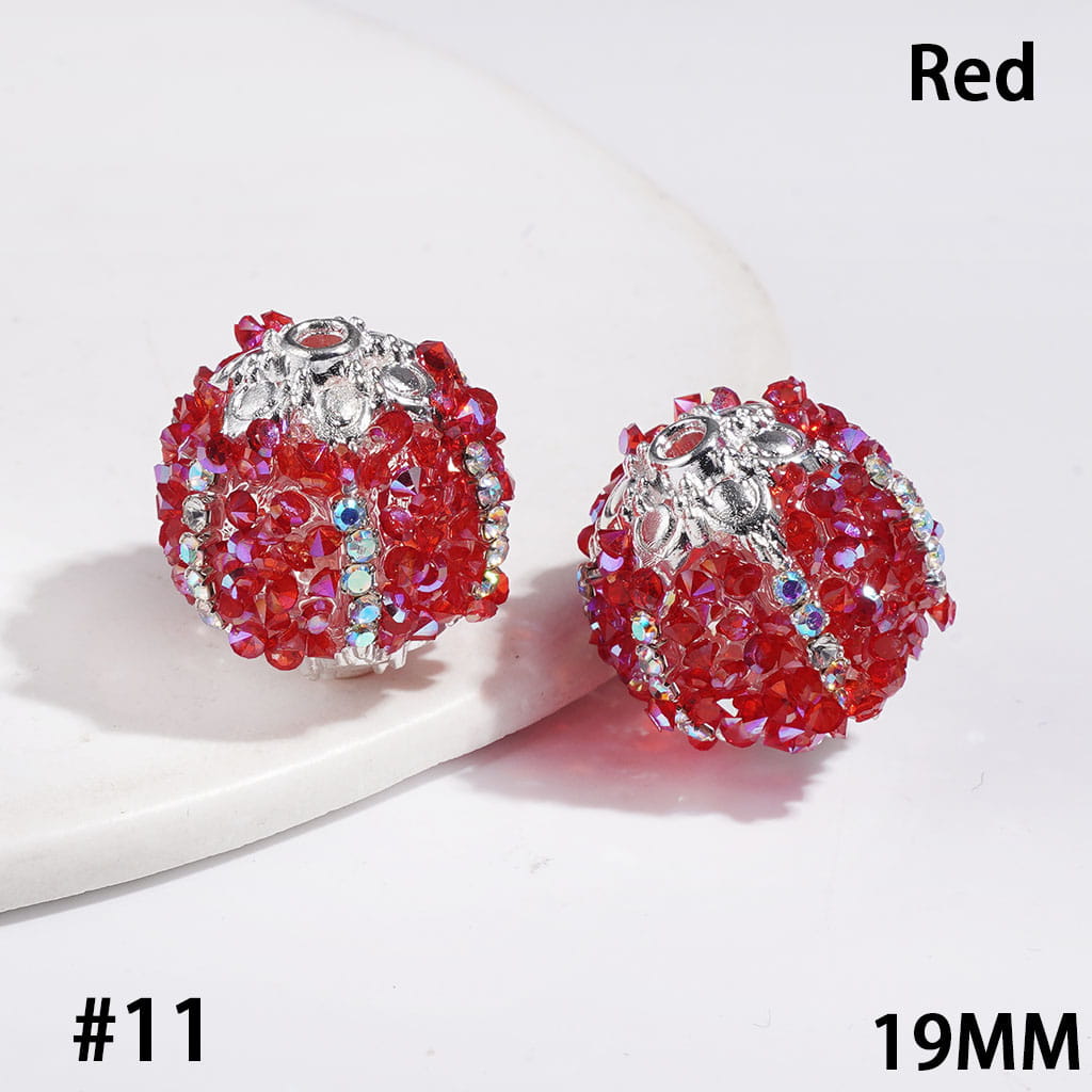 Handmade Sugar Beads with Cone Shaped Rhinestones and AB Rhinestone Chains, Metal Six-Pointed Flower Base, 19MM, Multi-Color