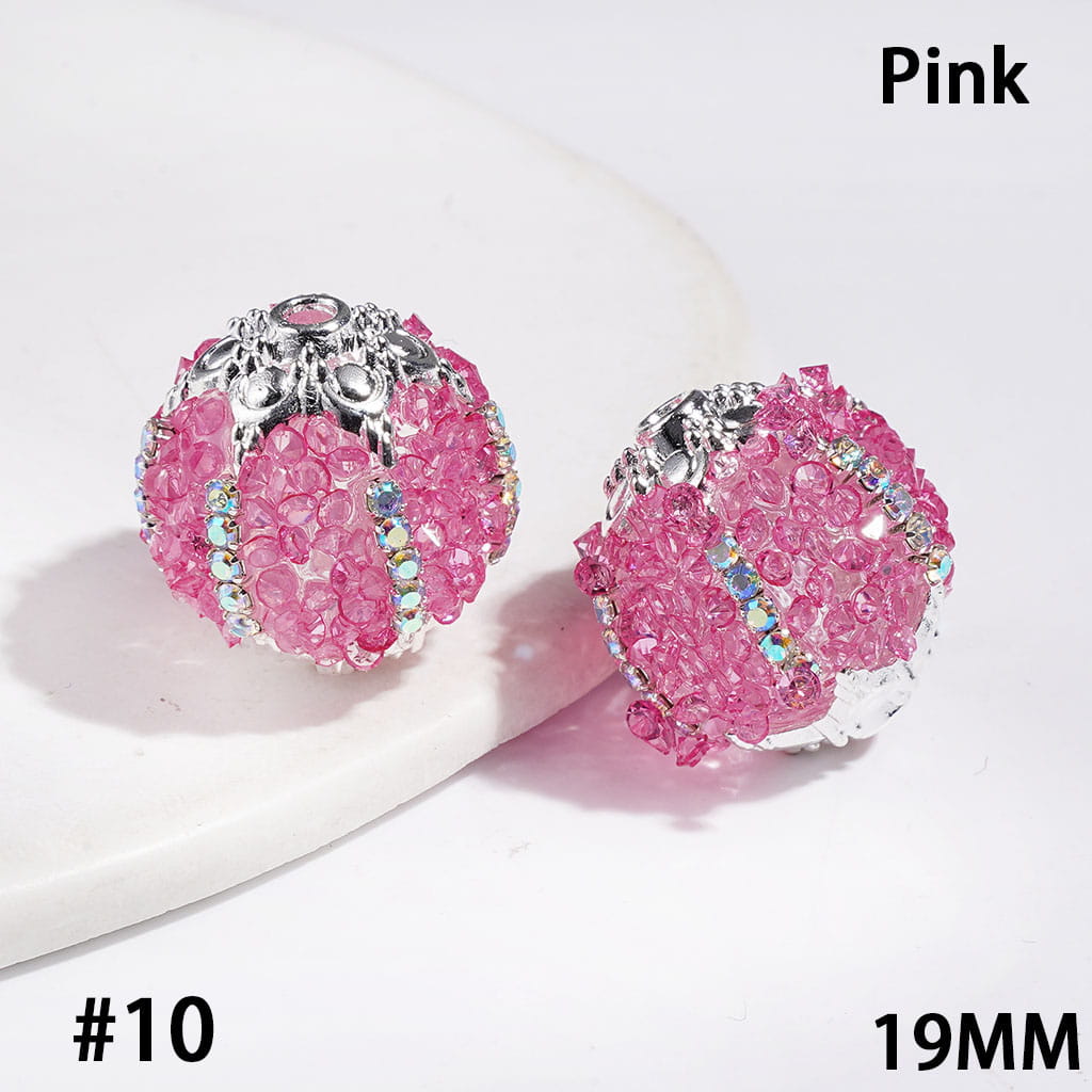 Handmade Sugar Beads with Cone Shaped Rhinestones and AB Rhinestone Chains, Metal Six-Pointed Flower Base, 19MM, Multi-Color